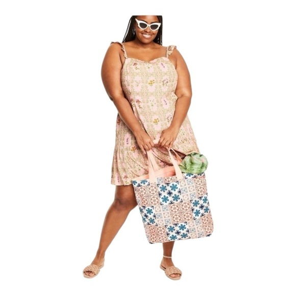 AGUA BENDITA x Target Pink Floral Ruffle Sleeve Tiered Mini Dress Large Blogger - Picture 9 of 14